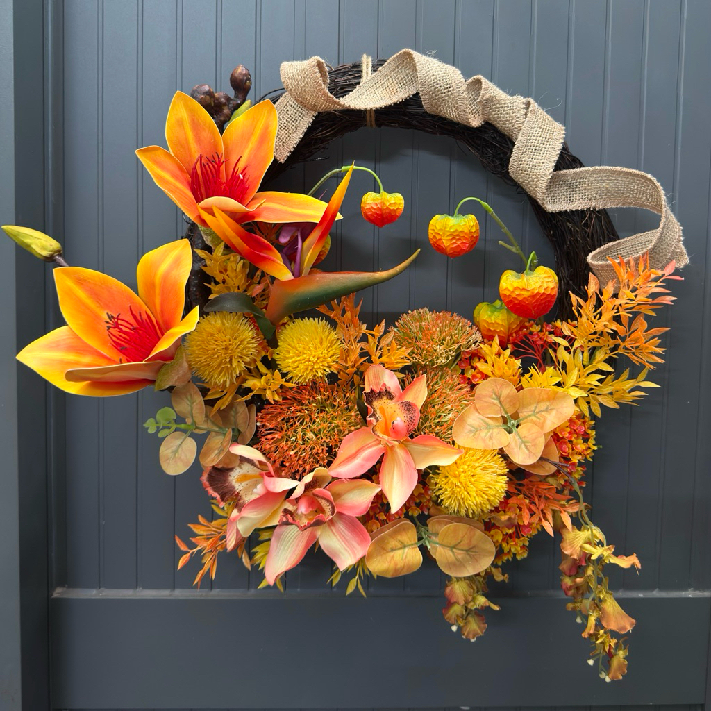 [Mercury.floral] Hoa lụa - Hoa giả - VÒNG HOA NGUYỆT QUẾ - HOA DECOR - Vòng hoa trung thu treo tường