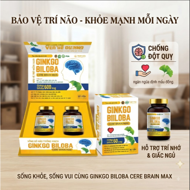Viên uống bổ não Ginkgo Biloba 600 extra - hỗ trợ hoạt huyết, tăng cường tuần hoàn máu não, ngăn ngừ