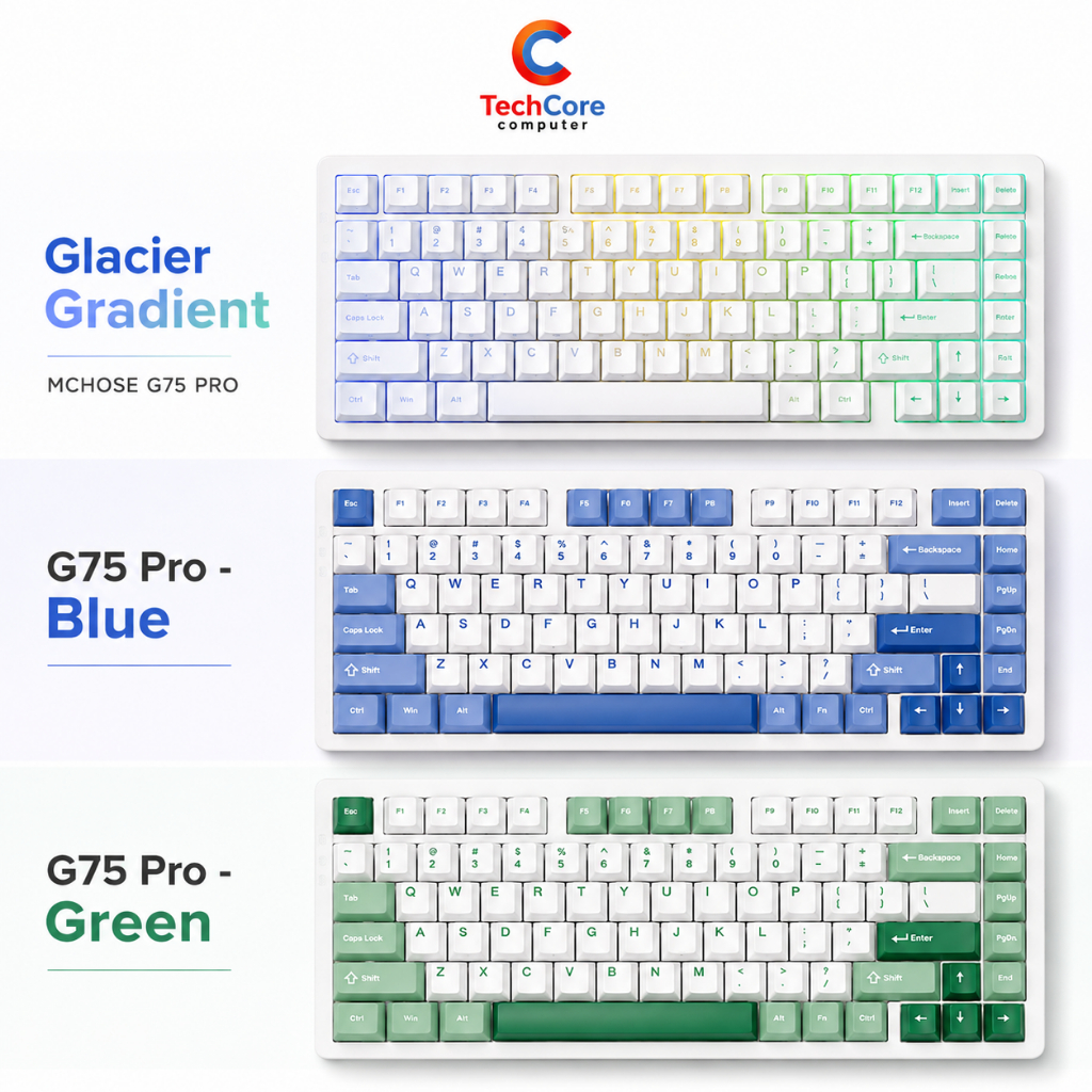 Bàn Phím Cơ Không Dây MCHOSE G75 Pro 3 Chế Độ (Bluetooth/2.4G/USB) - Glacier Gradient - chính hãng