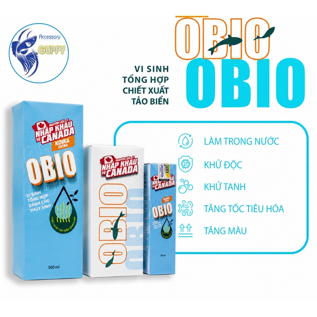 Men Vi Sinh Koika OBIO ( 30 - 180 - 300ml) - Vi Sinh Cao Cấp Dành Cho Cá Cảnh