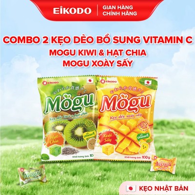 Combo 2 Gói Kẹo Dẻo Bổ Sung Vitamin C Mogu Kiwi & Hạt Chia | Mogu Xoài Sấy Eikodo