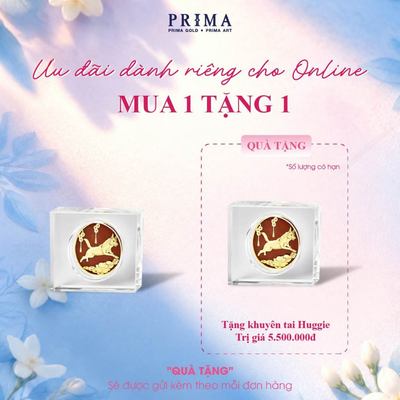 [Mua 1 tặng 1] Quà Tặng Phủ Vàng 24K PRIMA ART - Kim Bảo May Mắn - Size 10x12cm - DGS-0029-04