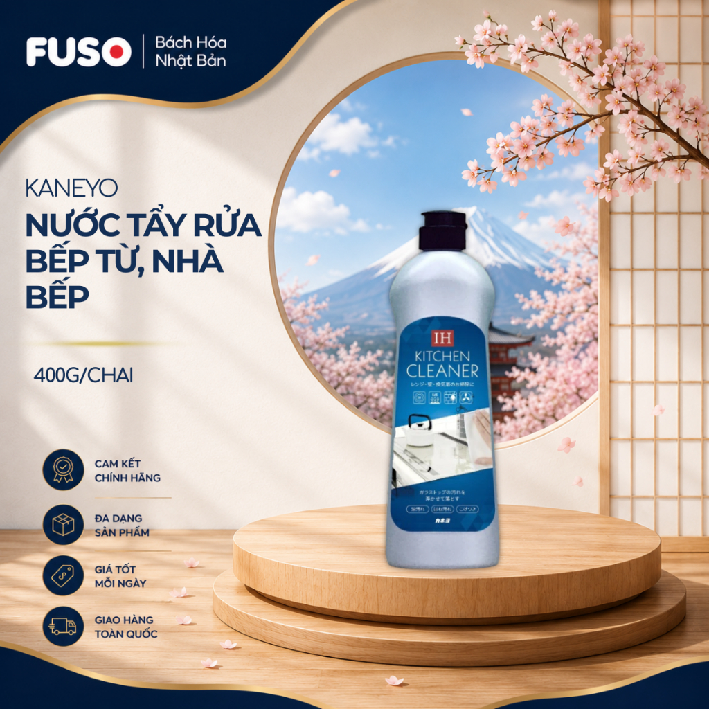 Nước Tẩy Rửa Bếp Từ, Nhà Bếp Kaneyo IH Kitchen Cleaner (Chai 400g) – Sạch Vết Bẩn, Sáng Như Mới - Fu