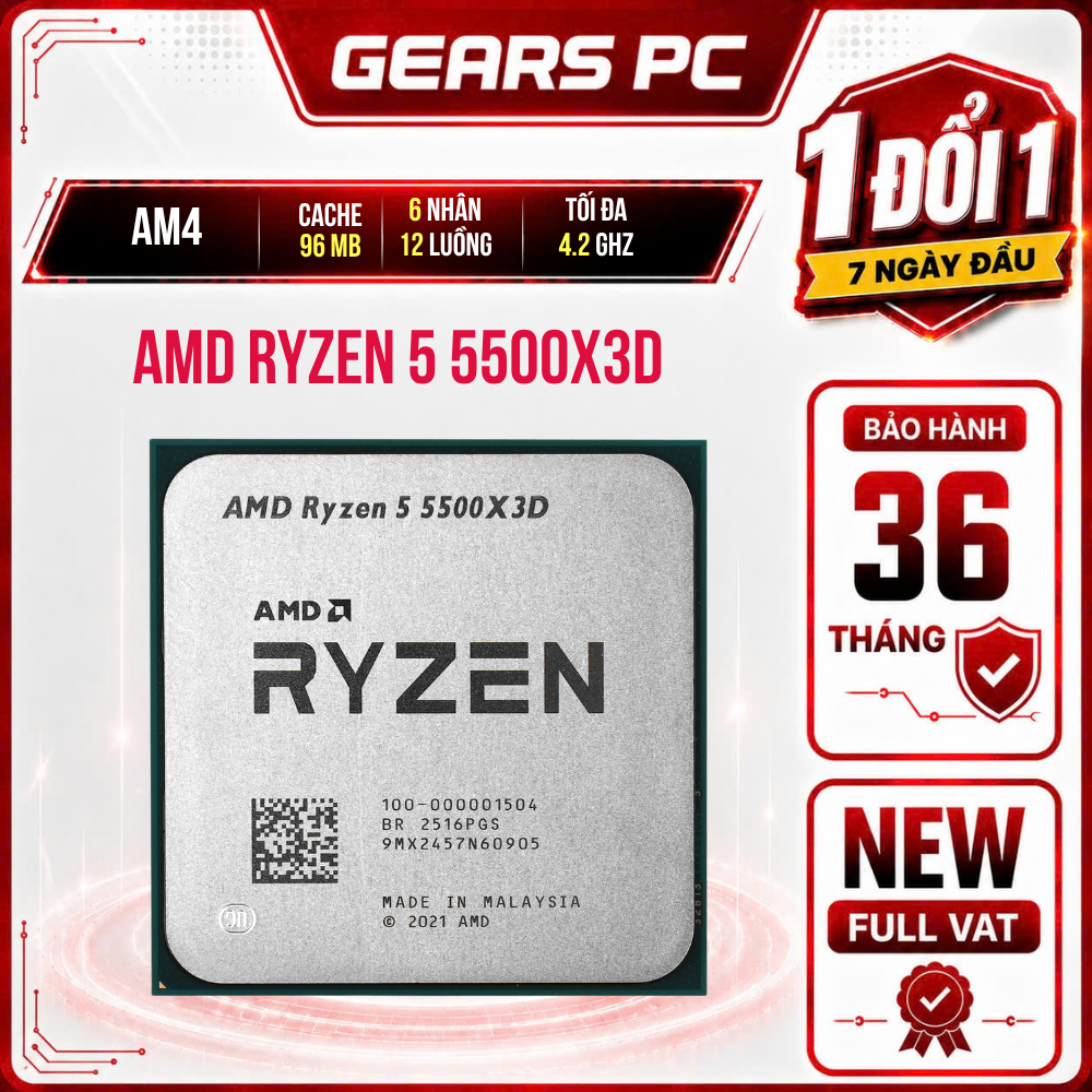 [FULL VAT] CPU AMD Ryzen 5 5500X3D Tray - Bảo Hành 36 Tháng