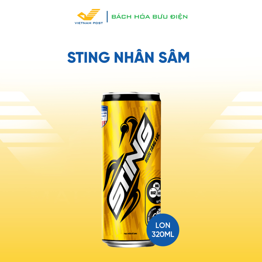 Sting Nước Tăng Lực Nhân Sâm 320ml Lon - Hương Nhân Sâm Sảng Khoái - Bổ Sung Vitamin B3 B6 B12
