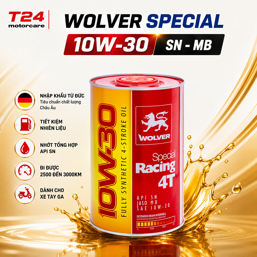 Nhớt Wolver Special 10W30 API SN Fully Synthetic - Dầu Nhớt Tổng Hợp Cho Xe Tay Ga Chính Hãng