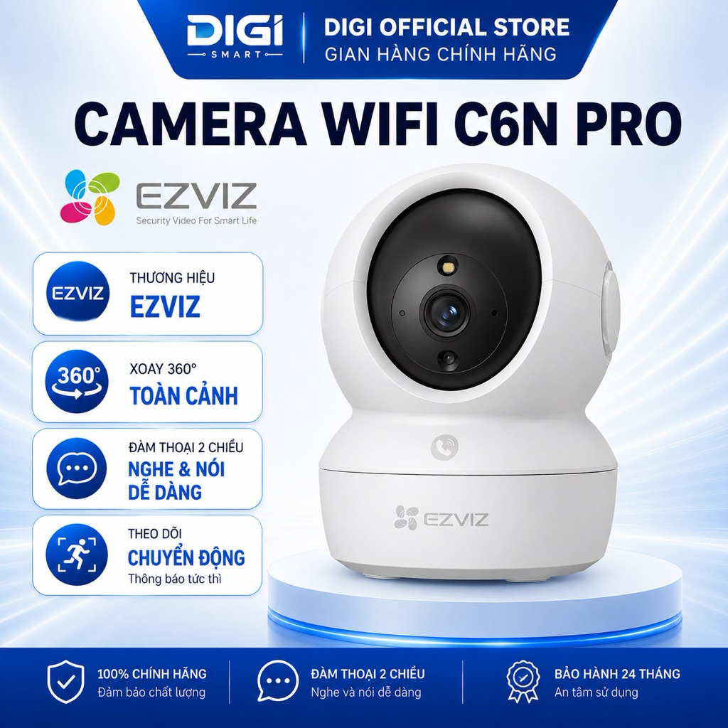 Camera Wifi EZVIZ C6N PRO 3MP/C6N G1 Xoay 360 Độ, Trò Chuyện Hai Chiều, Theo Dõi Chuyển Động