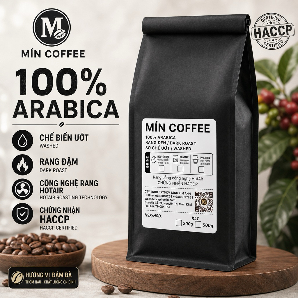 Mín Coffee 100% cà phê Arabica Washed Dark Roast - Gu nhẹ hương phong phú