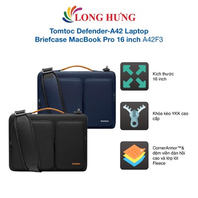Túi xách chống sốc Tomtoc Defender-A42 Laptop Briefcase MacBook Pro 16 inch A42F3 - Hàng chính hãng
