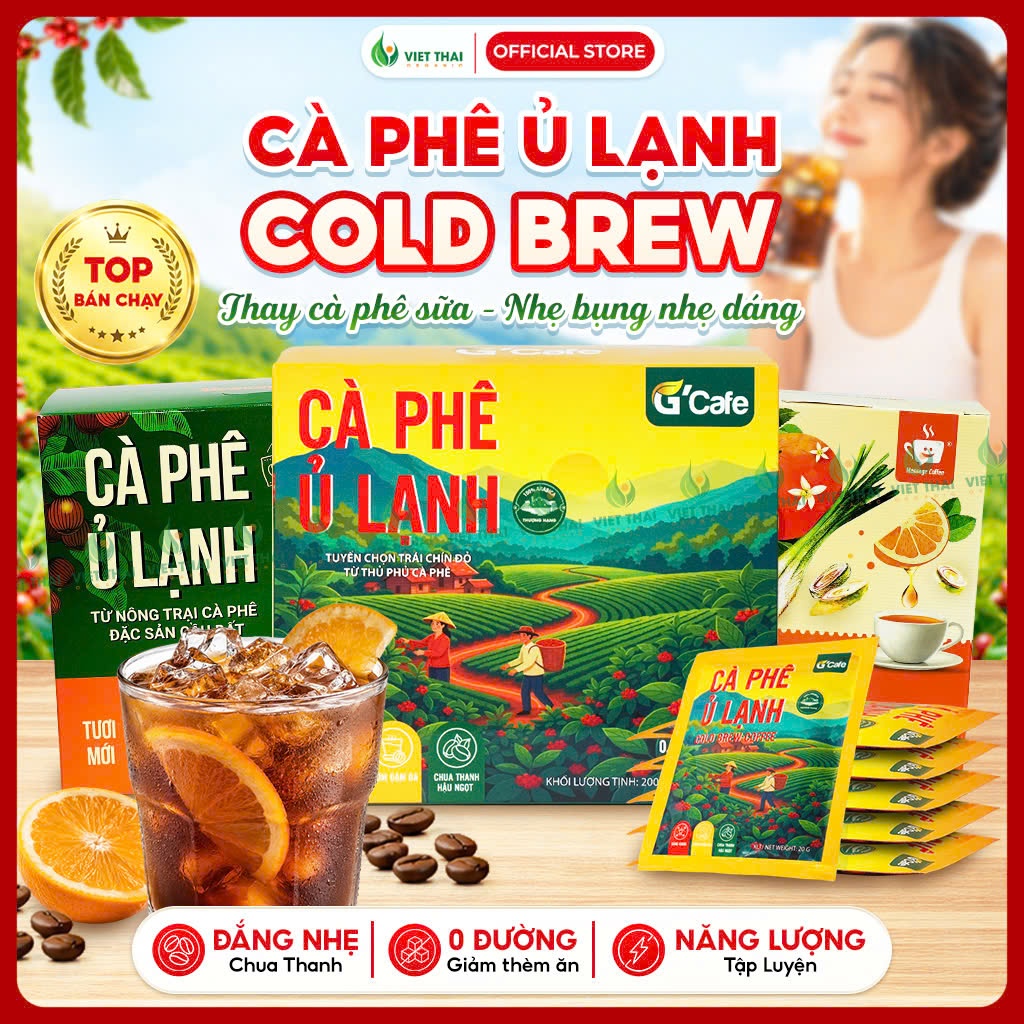 Cafe Ủ Lạnh Giảm Cân - Cà Phê Cold Brew Detox Message Coffee Arabica Nguyên Chất Túi Lọc Chính Hãng