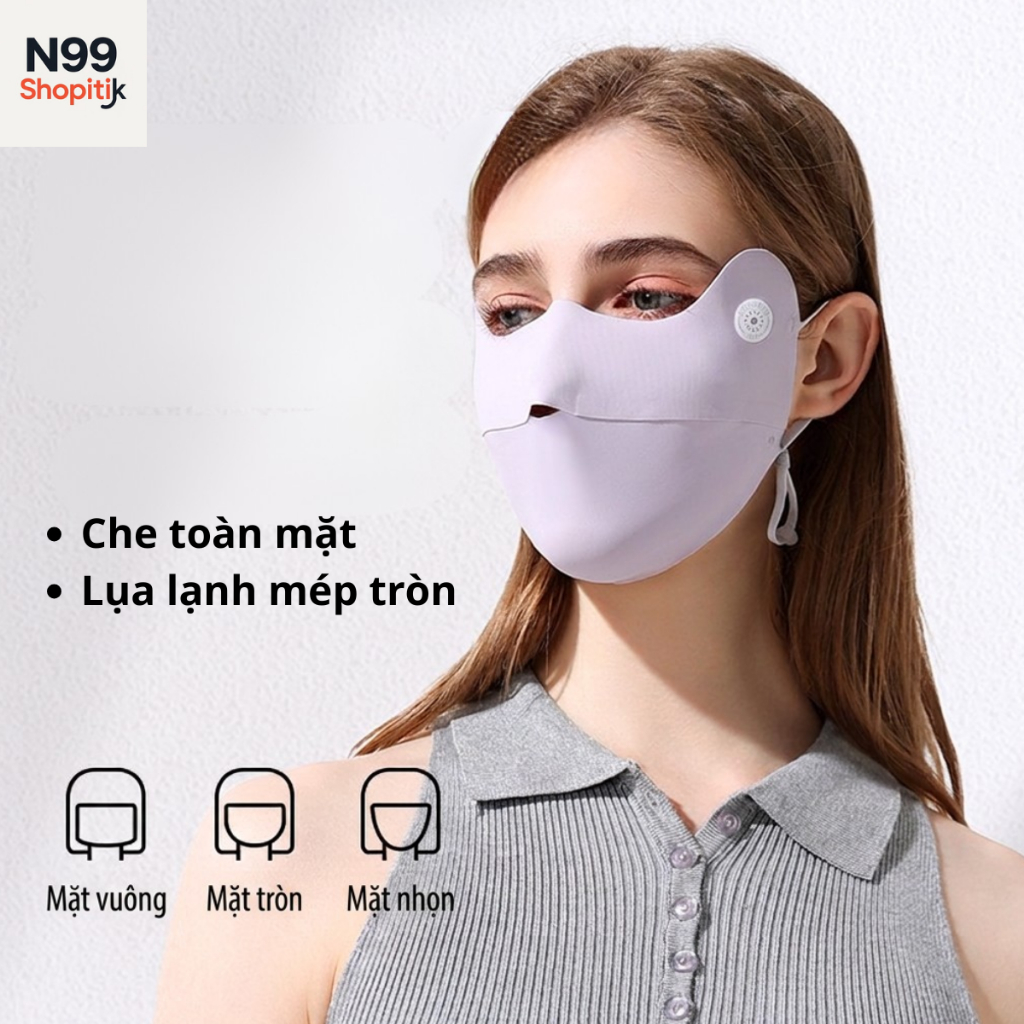 Khẩu trang Katiny mép tròn logo mới N99 lụa lạnh thoáng khí chống uv cho phụ nữ