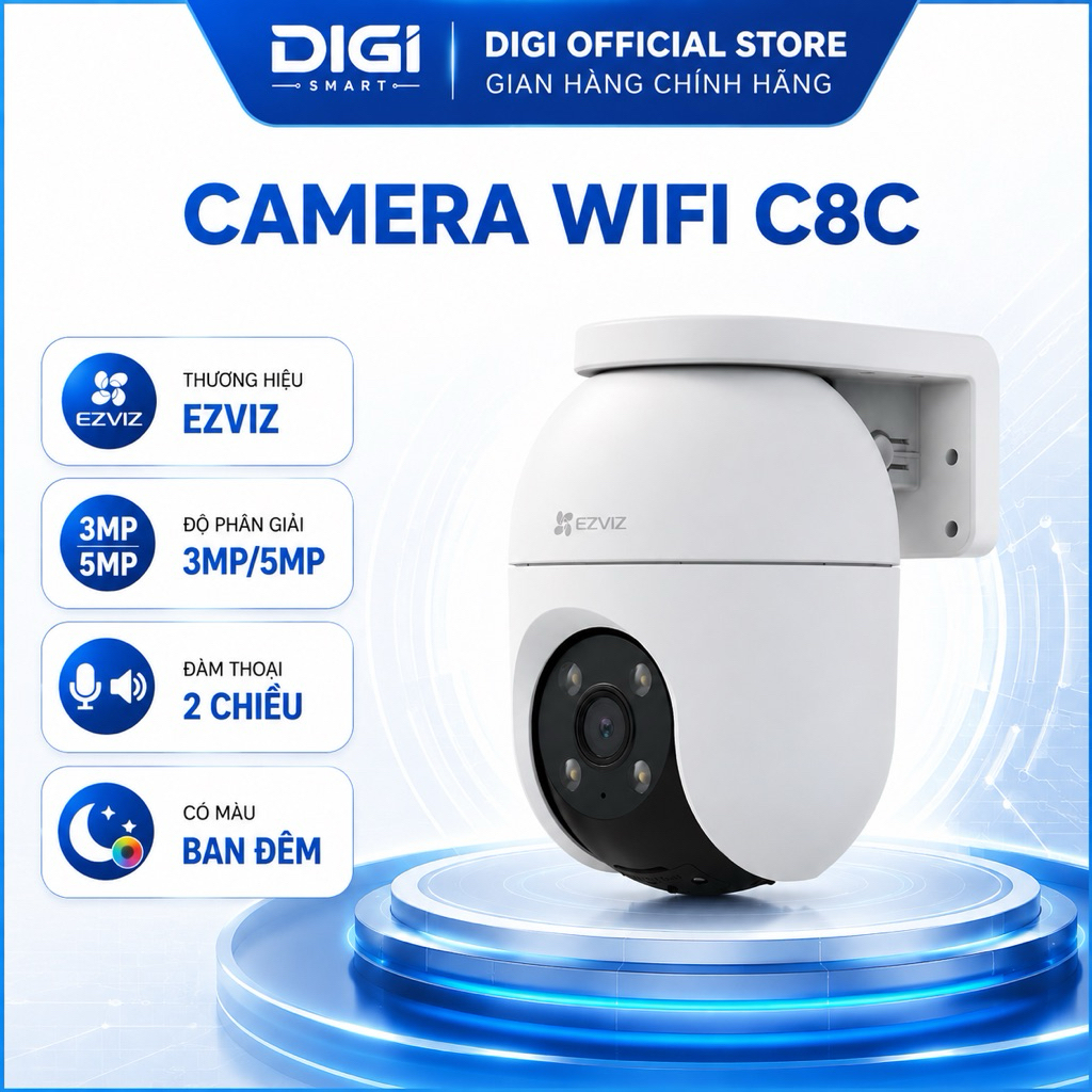 Camera Wifi EZVIZ C8C 2K+ 4MP/C8C 3K 5MP Ngoài Trời - Xoay 360 Độ, Đàm thoại 2 Chiều, Có Màu Ban Đêm