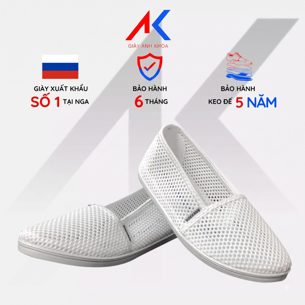 Giày lười nữ dễ thương chất liệu vải thoáng mát ANH KHOA 115D