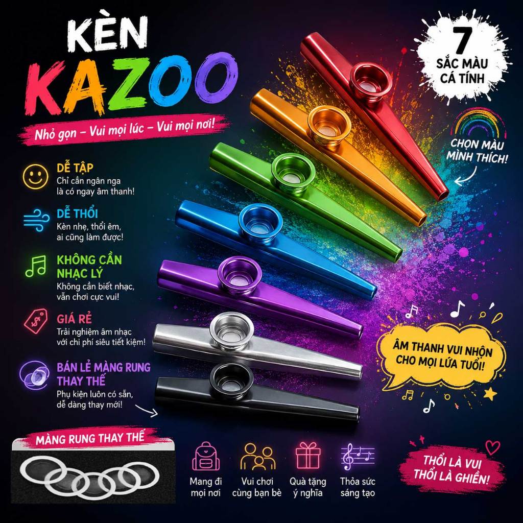Kèn harmonica Kazoo Vui Nhộn Tạo Hiệu Ứng Âm Thanh