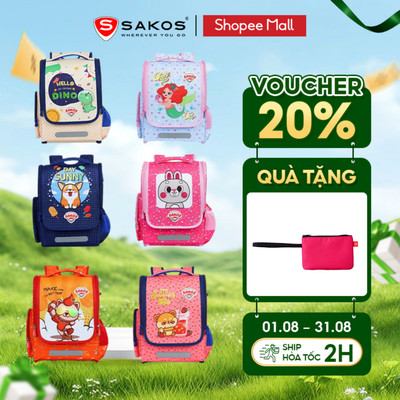 Balo Học Sinh Thời Trang SAKOS KID JOLLY Nhẹ Bền Họa Tiết Dễ Thương Đón Mùa Tựu Trường