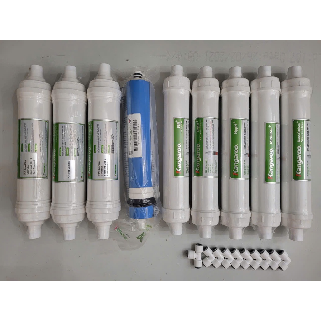 Bộ 9 Lõi Lọc Đúc Kangaroo Hydrogen KG100HI,KGHP66 - (123 Đúc +RO+56789)