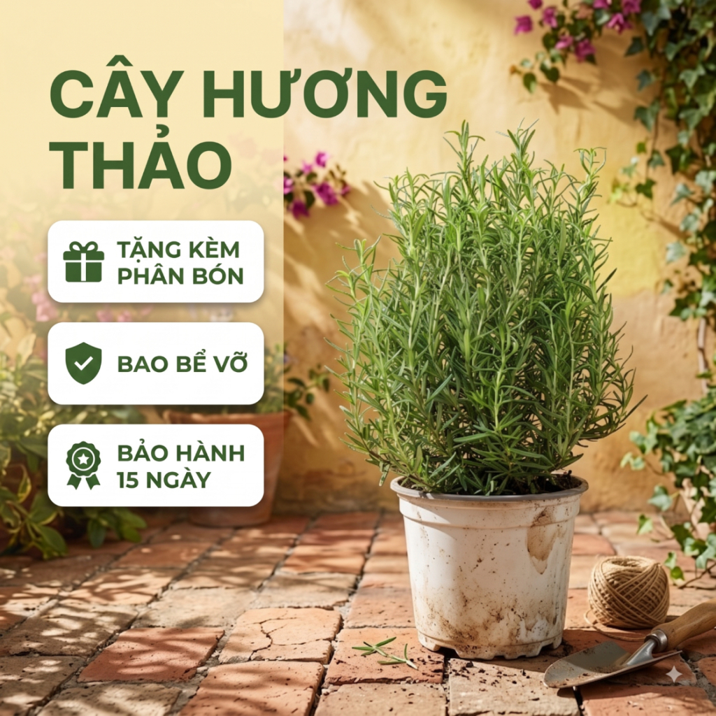 Cây hương thảo chiều cao 25cm thơm ngát đuổi muỗi làm gia vị nấu ăn trang trí để bàn