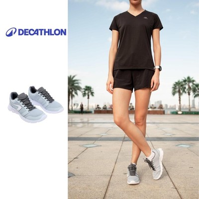 Giày chạy bộ thể thao nữ DECATHLON kalenji run one siêu nhẹ màu xám 8351800