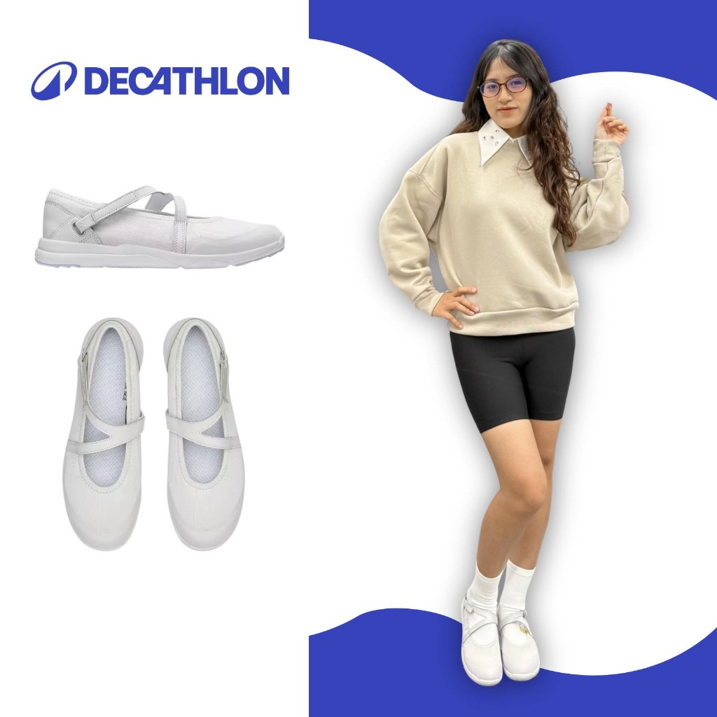Giày ballet đi bộ nữ DECATHLON PW 160 Br'easy trắng mã 8861991