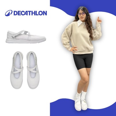 Giày ballet đi bộ nữ DECATHLON PW 160 Br'easy trắng mã 8861991