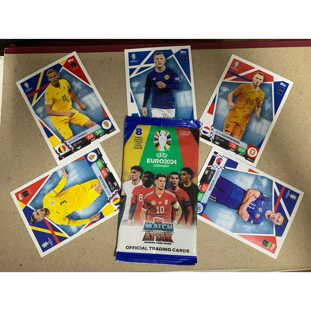 Combo 5 thẻ cầu thủ Topps Euro 2024, chính hãng, thẻ base ( 5 thẻ trên hình)