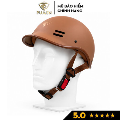 Mũ bảo hiểm nửa đầu PUMEN Cá Heo màu Nâu Nhám freesize 55-59cm thiết kế trẻ trung