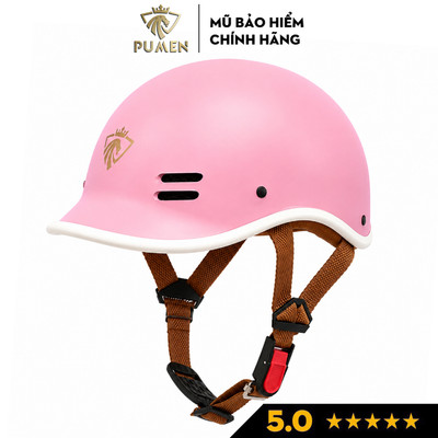 Nón bảo hiểm nửa đầu Cá Heo PUMEN hồng nhám thời trang freesize 55-59 cm cho nam nữ