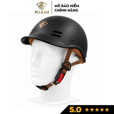 Mũ bảo hiểm nửa đầu Cá Heo PUMEN freesize 55-59 cm lưỡi trai thoáng khí