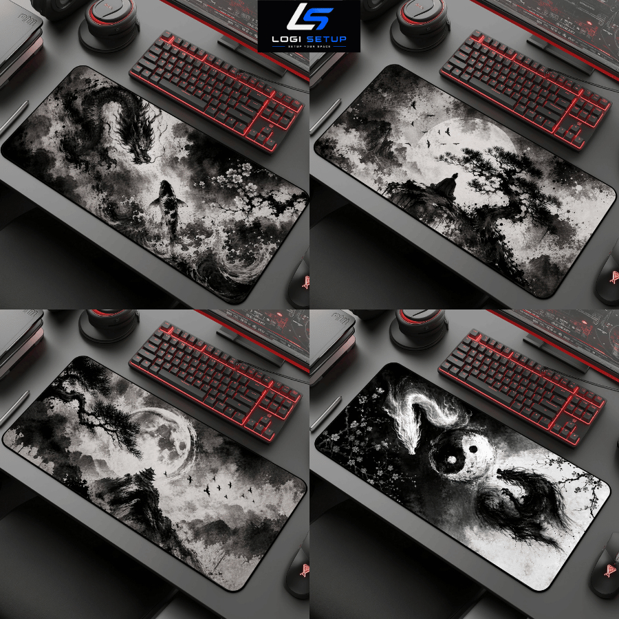 Lót Chuột Thủy Mặc Huyền Ảo, Pad Chuột Mouse Pad Gaming, Size 60x30/70x30/80x30/90x40