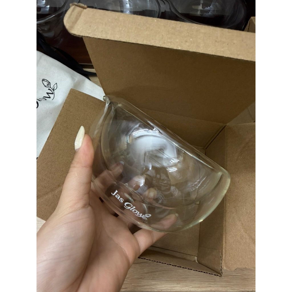 Chawan thuỷ tinh 2 lớp dày dặn 480ml chịu nhiệt tốt