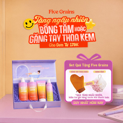 Set quà yêu thương Five Grains (sữa tắm/kem dưỡng/xịt chống nắng/tẩy tế bào chết)