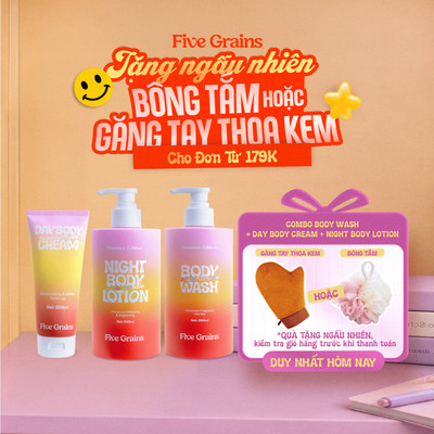 Bộ ba giúp dưỡng trắng chuyên sâu Five Grains (Sữa tắm 500ML & Kem dưỡng nâng tone 200ML & Kem dưỡng ban đêm 500ML)