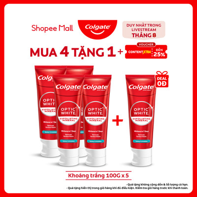 [Livestream x Colgate] Bộ 4 Kem Đánh Răng Colgate trắng răng Optic White tinh thể khoáng trắng 100g
