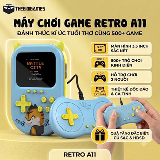 Máy Chơi Game Cầm Tay Retro A11 - Màn Hình 3.5 Inch, Sẵn 500 Game Tuổi Thơ - Tặng Kèm Củ Sạc