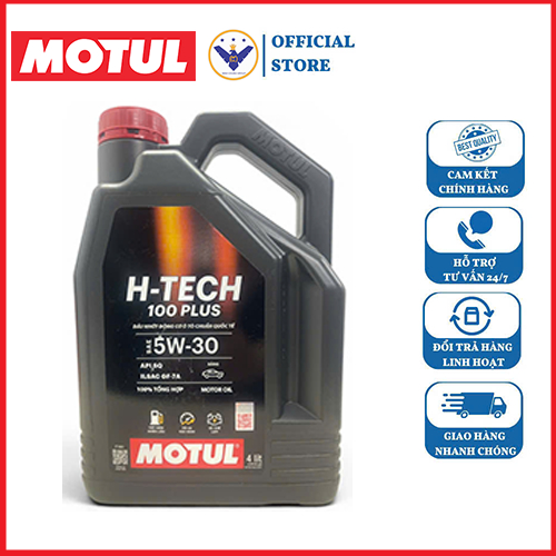 Nhớt Motul 5w30 H-Tech 100 Plus, dầu nhớt ô tô- can 4L