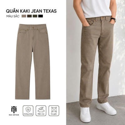 [NEW] Quần Jean Nam Ống Đứng Chất Liệu Kaki Cotton Mac Arthur Mềm Mại, Chống Co Rút Và Bay Màu SP2