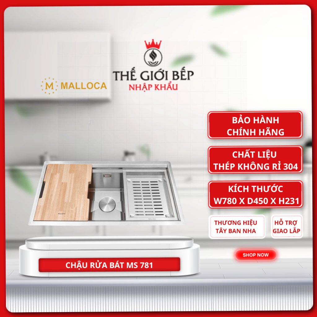 Chậu rửa chén Malloca MS 781 bảo hành 3 năm - Chống Oxi Hóa, Dễ Vệ Sinh, Độ Bền Cao