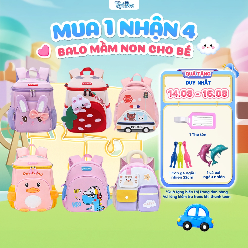Balo Mầm Non Cho Bé  2-6 Tuổi, Cặp Đi Học Cho Bé Gái Mẫu Giáo Cao Cấp Nhiều Ngăn