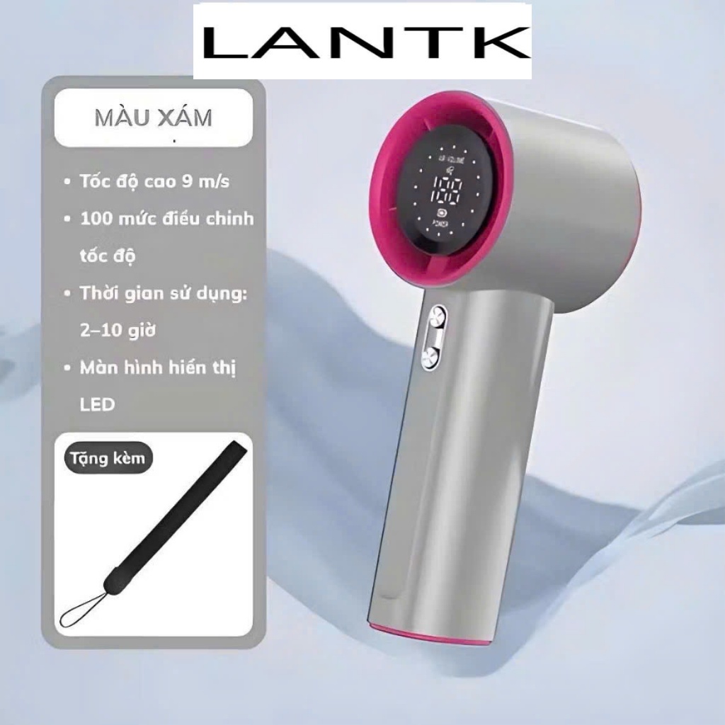 Quạt LUANTK  mini cầm tay M2 5000mAh di động  màn hình hiển thị pin