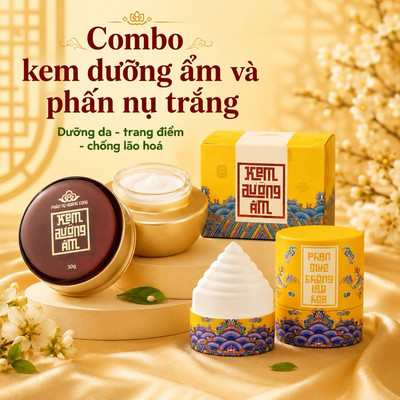 Combo kem dưỡng ẩm và phấn nụ trắng Phấn Nụ Hoàng Cung 30g