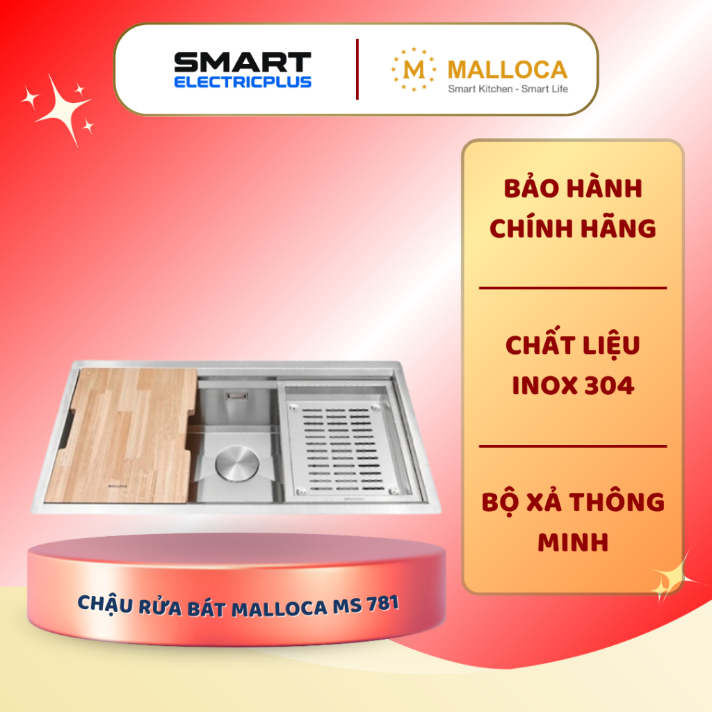 Chậu rửa chén Malloca MS 781 bảo hành 3 năm - Chống Oxi Hóa, Dễ Vệ Sinh, Độ Bền Cao