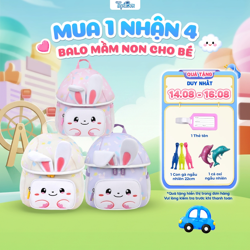 Balo Trẻ Em Hình Nấm Thỏ Dễ Thương, Cặp Mẫu Giáo Đi Học Cao Cấp Cho Bé 1-3 Tuổi