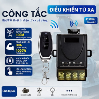 Công tắc điều khiển từ xa cho máy bơm nước Sop Media rf 100M 30A 220V Công suất lớn Xuyên tường có nút học lệnh