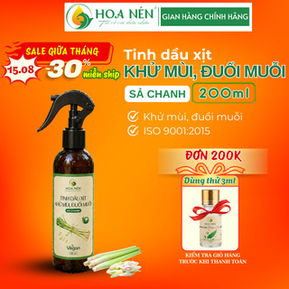 Chai xịt tinh dầu Khử Mùi, Đuổi Muỗi Sả Chanh - Hoa Nén - Đuổi muỗi an toàn, thư giãn - 200ml