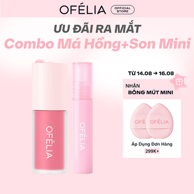 Combo Má Hồng và Son OFÉLIA - Lolli Liquid Blush + Lolli Glow Tint Mini Size (4.6g x 1g)