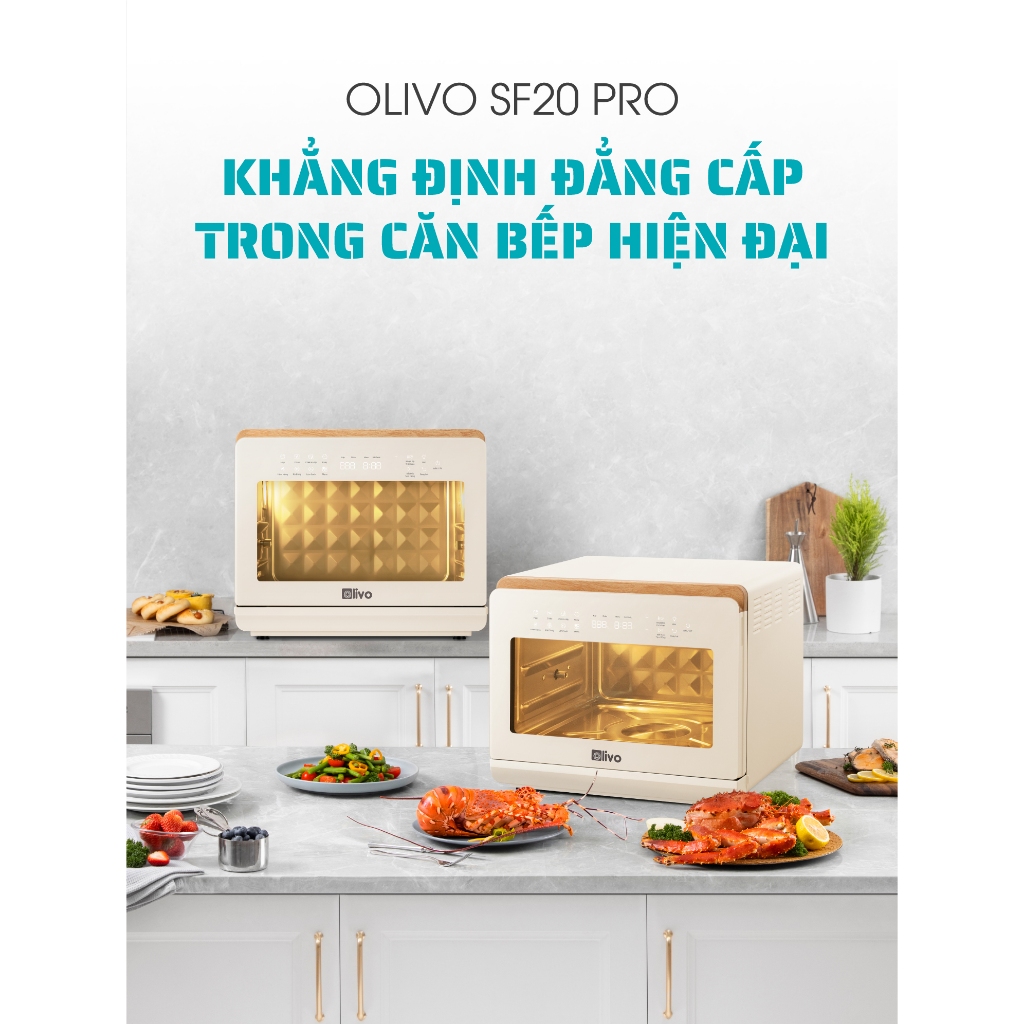 Nồi Chiên Hấp Đa Năng OLIVO SF20 PRO Chính Hãng - Dung Tích 20L Công Nghệ Hấp Nano Chiên Eco