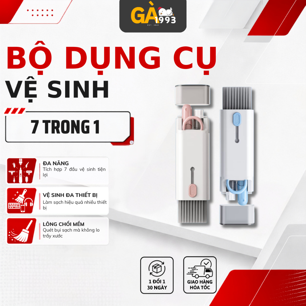 Bộ Vệ Sinh 7 in 1 Đa Năng – Dùng Cho Laptop, Bàn Phím, Tai Nghe – Nhỏ Gọn, Tiện Lợi, Dễ Mang Theo