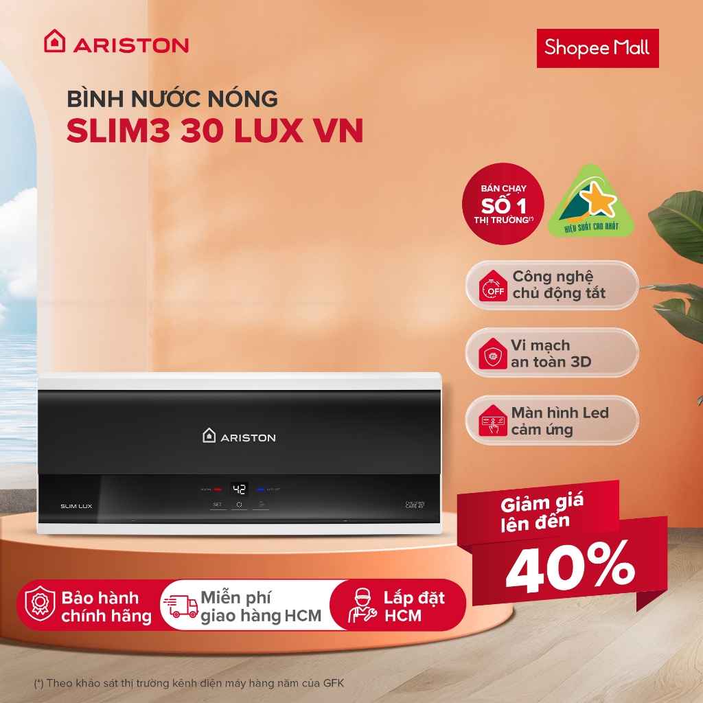Máy Nước Nóng Gián Tiếp Ariston 30 lít SLIM3 30 LUX VN