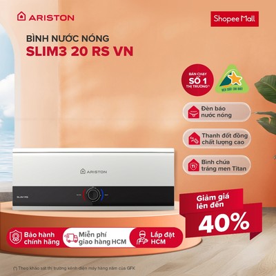 Máy Nước Nóng Gián Tiếp Ariston 20 Lít SLIM3 20 RS VN / 30 Lít SLIM3 30 RS VN [Freeship - Lắp Đặt HCM]
