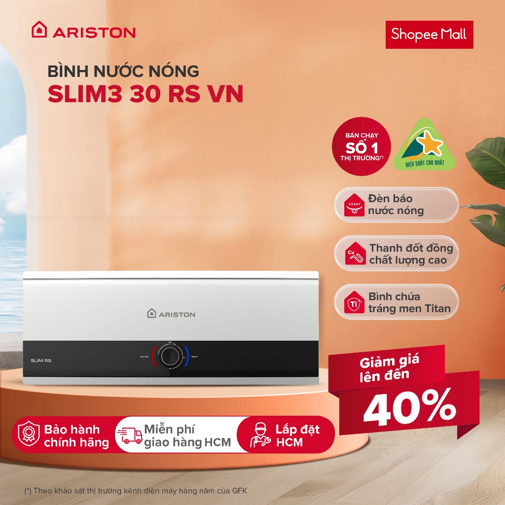 Máy Nước Nóng Gián Tiếp Ariston 30 Lít SLIM3 30 RS VN